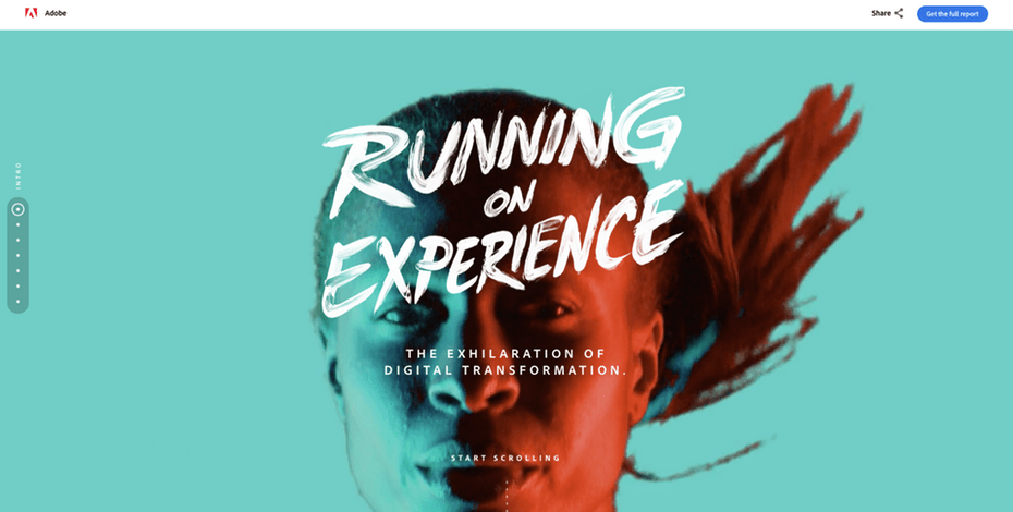 Example of vivid colours on Adobe website