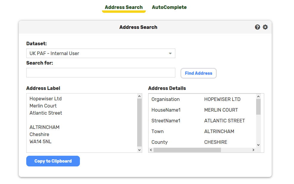 address search lookup